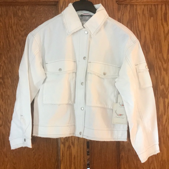 Boundless North Lexi Utility Jacket Garment Washed Bright White Size XS - Picture 1 of 13